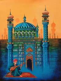 S. A. Noory, 18 x 24 Inch, Acrylic on Canvas, Cityscape Painting, AC-SAN-238